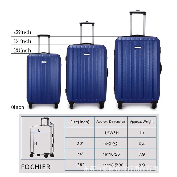 2025 Custom ABS Design Luggage Trolley Bags Hard Case Waterproof Classic Large Capacity 3pcs Suitcase Set - Image 6