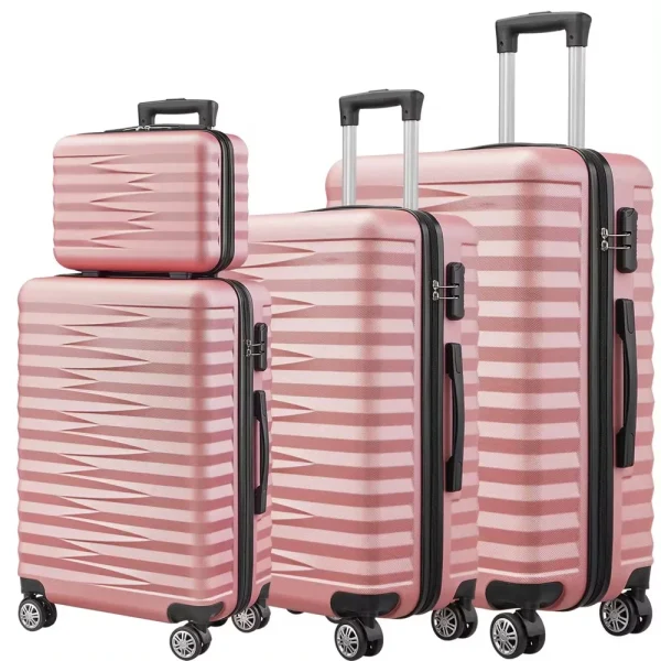2025 New  ABS Suitcase Customized 4 Pcs Set Pink Large Capacity Trolley Luggage Travel Trolley Bags Luggage